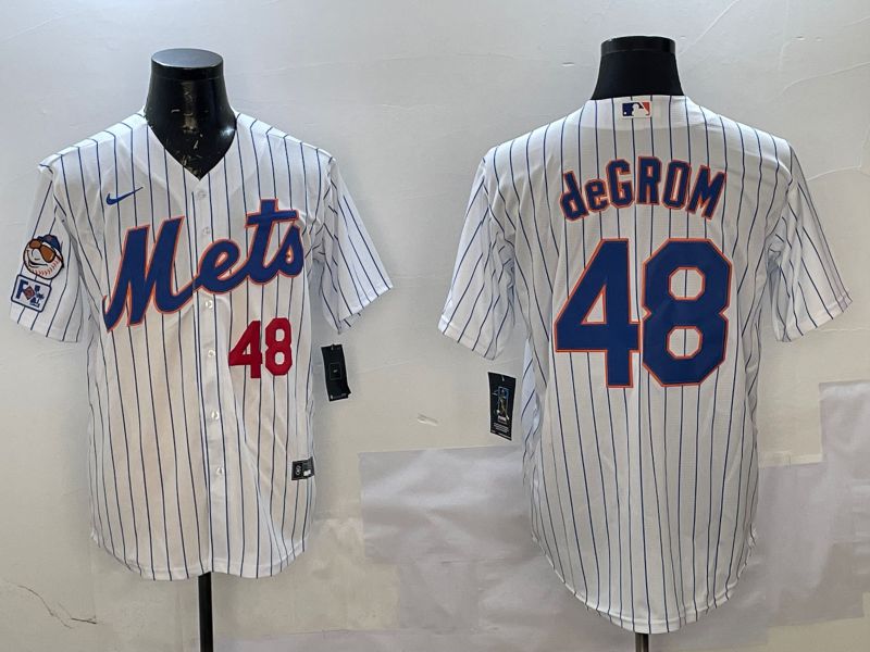 Men New York Mets #48 Degrom White Stripe Game 2025 Nike MLB Jersey style 2->chicago cubs->MLB Jersey